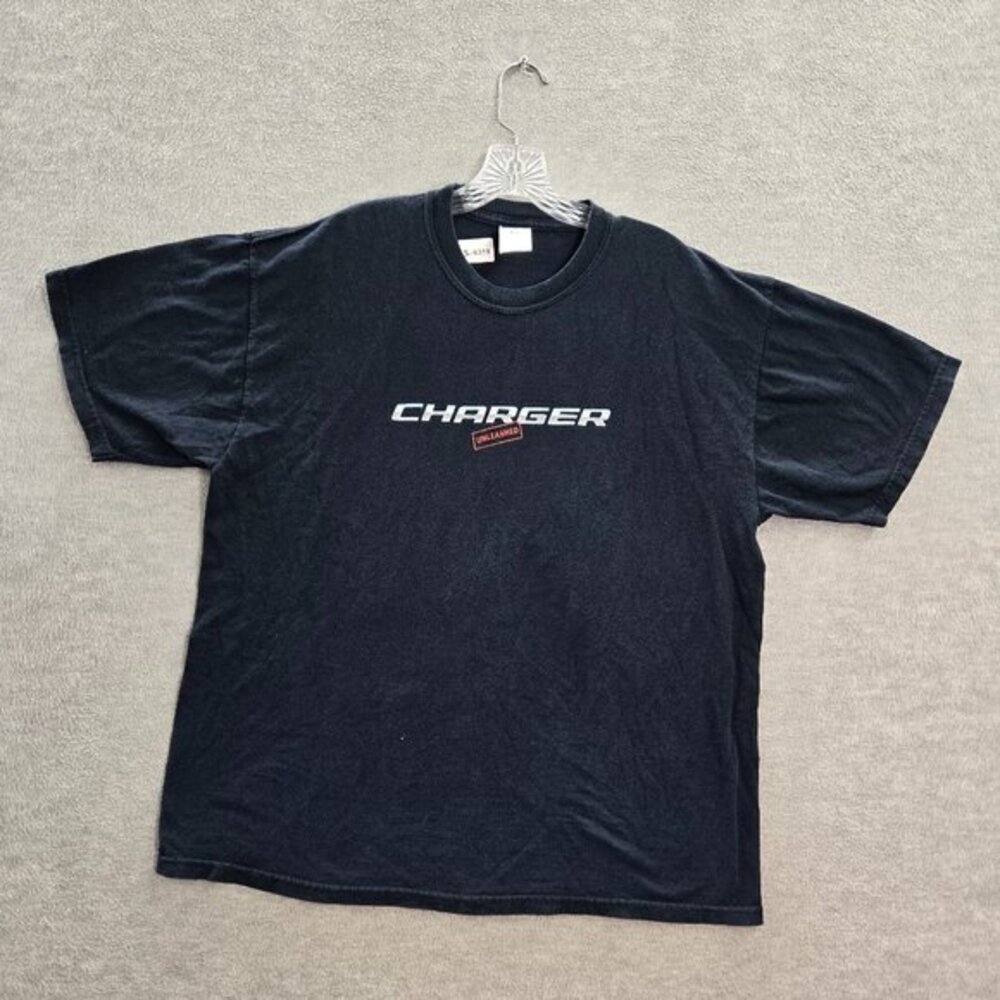VINTAGE Dodge Charger Men Shirt XL Black Logo Jerzees Unleashed‎ Graphic Y2K Tee